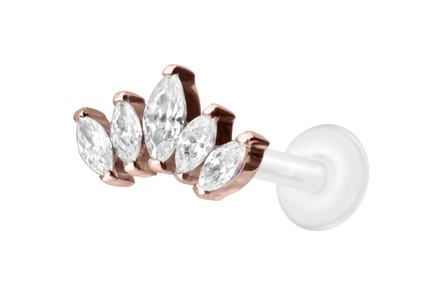 PTFE Labret Piercing mit Innengewinde + Titan-Aufsatz LOTUSBLÜTE